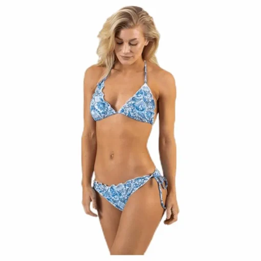 Kimo Ruffle Tie Tanga Blue