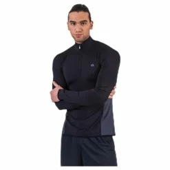 Long Sleeve 1/2 Zip Top Black