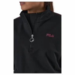 Maribel Cropped Half Zip Shirt Black