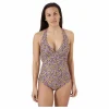 Maui Tied Back Swimsuit Black Black Printed