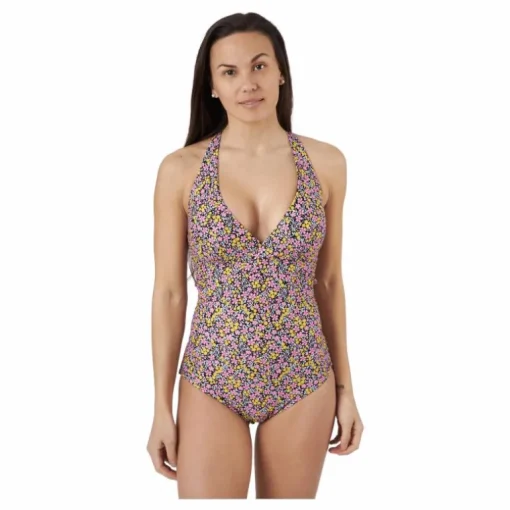 Maui Tied Back Swimsuit Black Black Printed