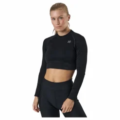 Molly Seamless Ls Crop Top Black