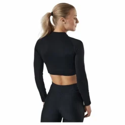 Molly Seamless Ls Crop Top Black