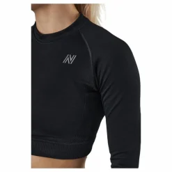 Molly Seamless Ls Crop Top Black