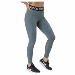 Nike Pro Women's Mid-Rise Mesh-Paneled Leggings SMOKE GREY/HTR/BLACK/WHITE