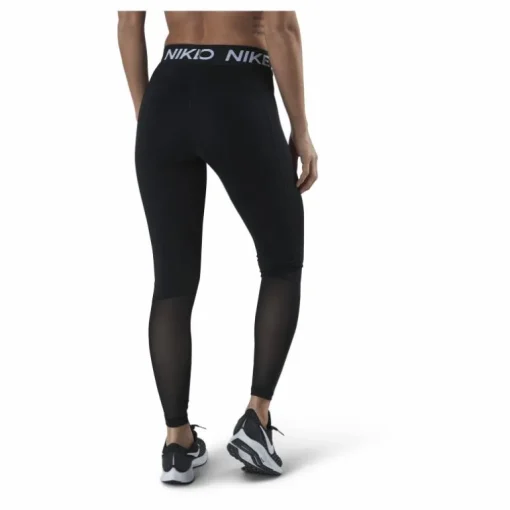 Nike Pro Women's Mid-Rise Mesh-Paneled Leggings BLACK/WHITE
