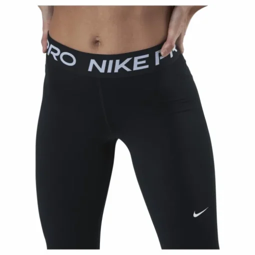 Nike Pro Women's Mid-Rise Mesh-Paneled Leggings BLACK/WHITE