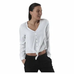 Nina Life L/S Tie Shirt Wvn White