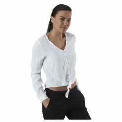 Nina Life L/S Tie Shirt Wvn White