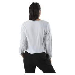 Nina Life L/S Tie Shirt Wvn White