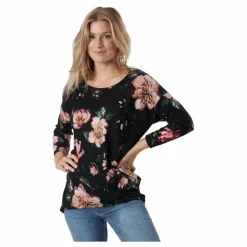 Onlelcos 4/5 Aop Top Jrs Noos Black W/jasmin Flower 15