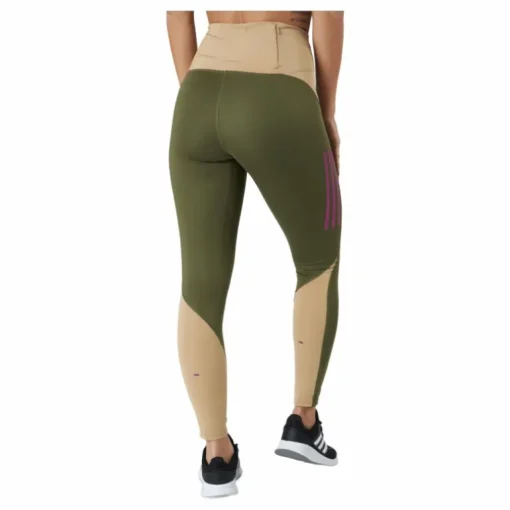 Own The Run Block 7/8 Running Leggings Women Focus Olive / Beige Tone