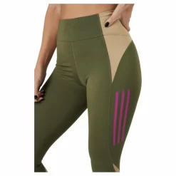 Own The Run Block 7/8 Running Leggings Women Focus Olive / Beige Tone