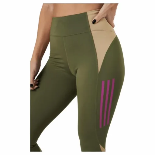 Own The Run Block 7/8 Running Leggings Women Focus Olive / Beige Tone