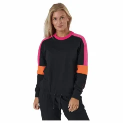 Paulina Cropped Crew Sweat Black-beetroot Purple-mandarin
