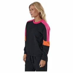 Paulina Cropped Crew Sweat Black-beetroot Purple-mandarin