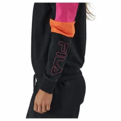 Paulina Cropped Crew Sweat Black-beetroot Purple-mandarin