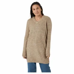 Pcellen Ls V-neck Knit Dress Silver Mink