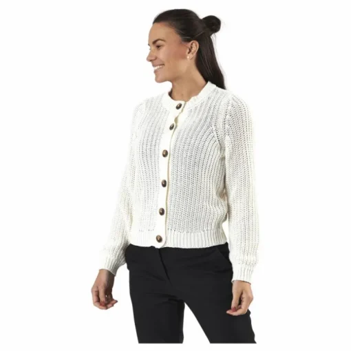 Petula Ls Knit Cardigan White