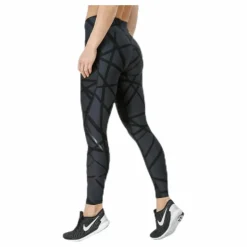 Print Mid-Rise Compression Tights W Black/Grey
