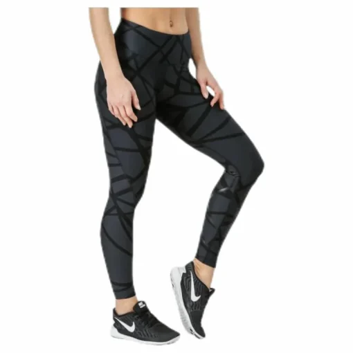 Print Mid-Rise Compression Tights W Black/Grey