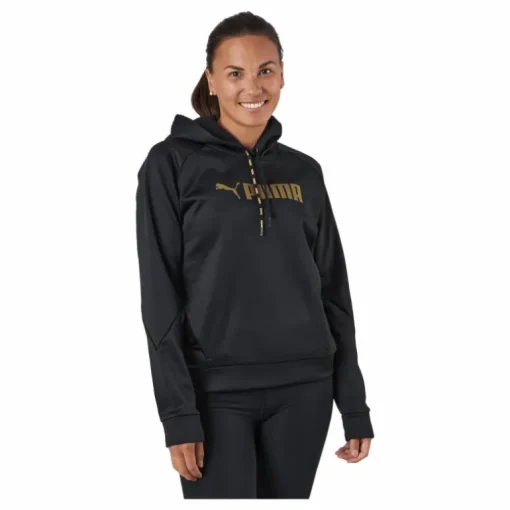 Puma Fit Tech Knit Po Hoodie Puma Black-metallic Gold