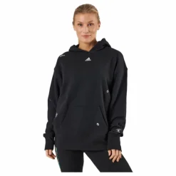 Relaxed Hoodie with Healing Crystals-Inspired Graphics Black