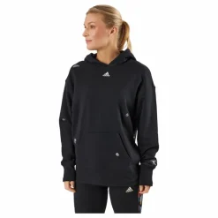 Relaxed Hoodie with Healing Crystals-Inspired Graphics Black