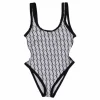 Scoop Back One Piece-rp Monogram White