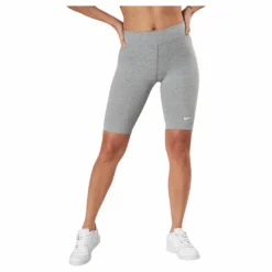 Sportswear Essential Women's Mid-Rise Bike Shorts DK GREY HEATHER/WHITE