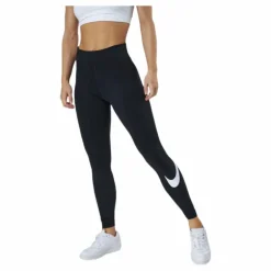 Sportswear Essential Women's Mid-Rise Swoosh Leggings BLACK/WHITE