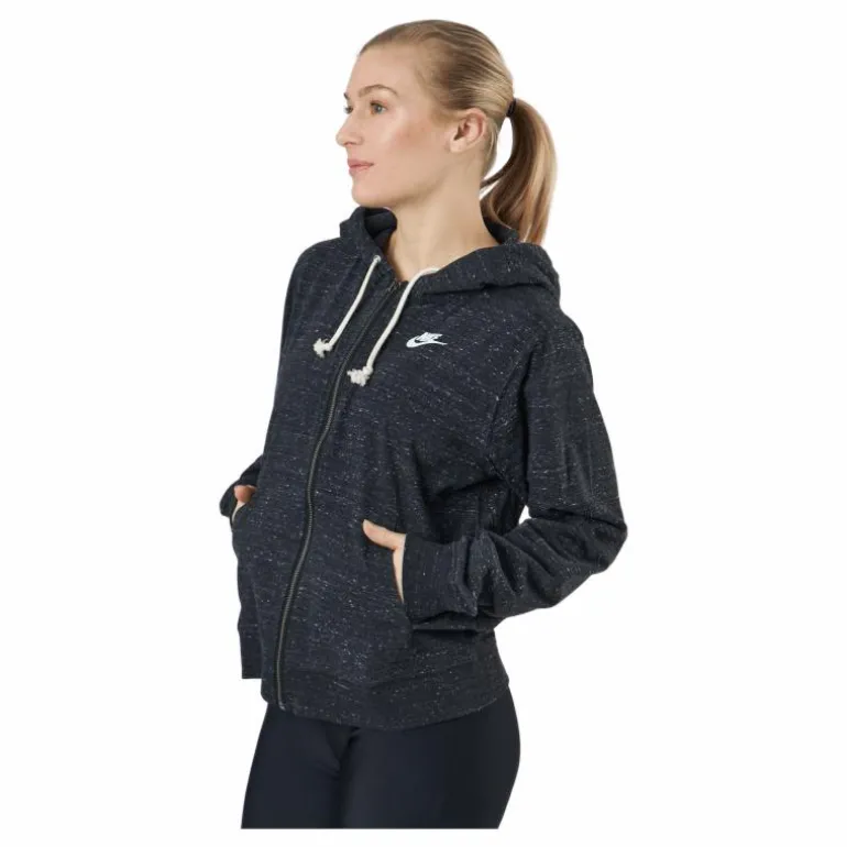 Sportswear Gym Vintage Women's Full-Zip Hoodie BLACK/WHITE