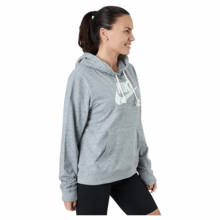 Sportswear Gym Vintage Women's Pullover Hoodie DK GREY HEATHER/WHITE
