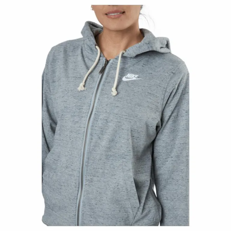 Sportswear Gym Vintage Women's Full-Zip Hoodie DK GREY HEATHER/WHITE