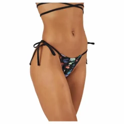 Swim Women Side Tie Tanga Stri Black Combo