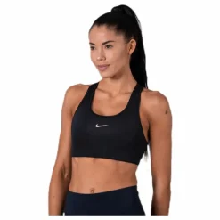 Swoosh Women's Medium-Support 1-Piece Pad Sports Bra BLACK/WHITE