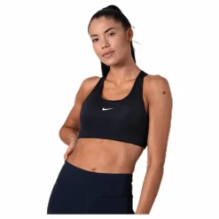 Swoosh Women's Medium-Support 1-Piece Pad Sports Bra BLACK/WHITE