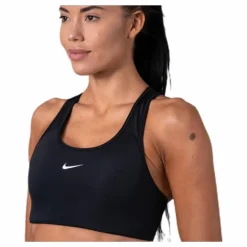 Swoosh Women's Medium-Support 1-Piece Pad Sports Bra BLACK/WHITE