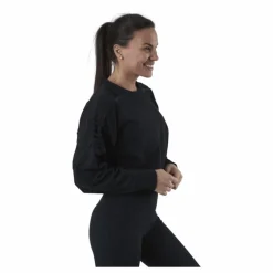 Therma Cropped Fleece LS Crew Black