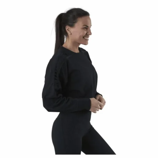 Therma Cropped Fleece LS Crew Black