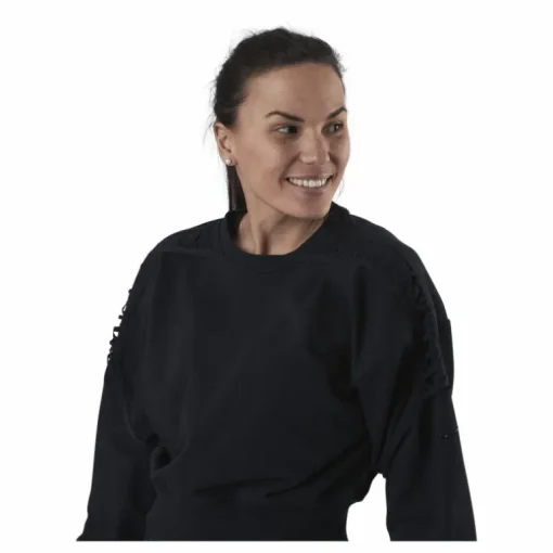 Therma Cropped Fleece LS Crew Black