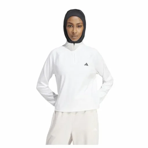 Train Essentials Minimal Branding 1/4-Zip Cover Up White