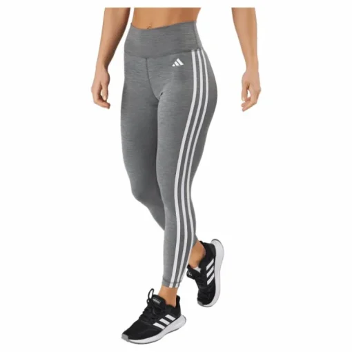 Train Essentials 3-Stripes High-Waisted 7/8 Leggings Dark Grey Heather