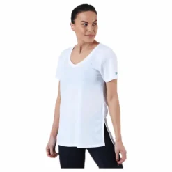 URBAN V Neck Hi Low Tee White