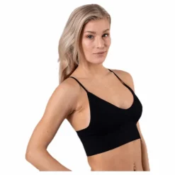 Vicky Rib Seamless V-Neck Top Black