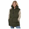 W. Generous Hip Length Vest Dark Army