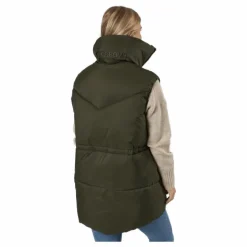 W. Generous Hip Length Vest Dark Army