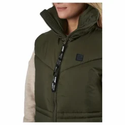 W. Generous Hip Length Vest Dark Army