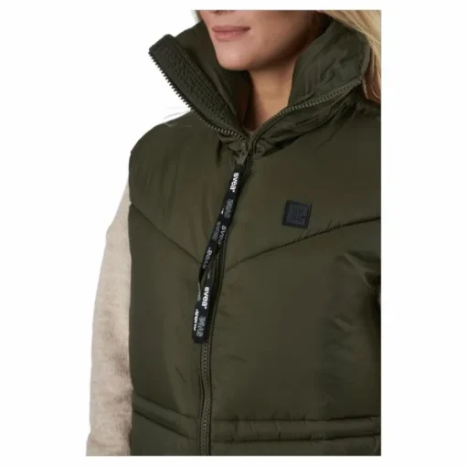 W. Generous Hip Length Vest Dark Army