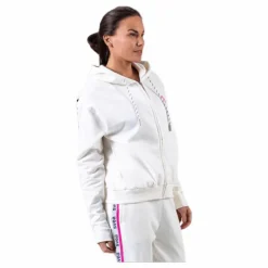 Woven Logo Tape Zip Hood White